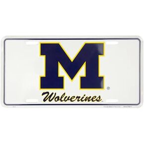 Michigan Wolverines embossed metal auto tag