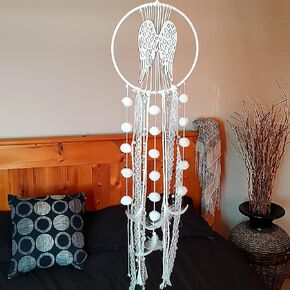 Angel Wings Dream Catchers, White Boho Cottagecore Decor, Wall Hanging Meditation Gifts, Hippie Zen Spiritual Yoga Decor for Bedroom or Nursery