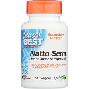 Doctors Best Natto-Serra، غير معدل وراثيًا، نباتي، 90 كبسولة نباتية (عبوة من 1) in Kuwait