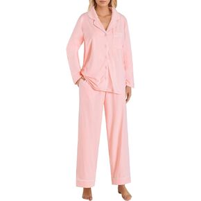 Latuza Women's Petite Size Button Down Pajamas Set Long Sleeve