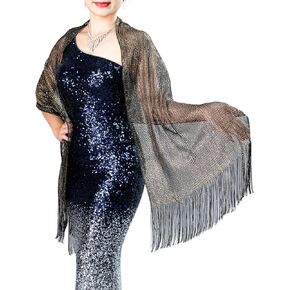Evening dress scarf shawl and gold silk thread shiny shawl and wedding party shawl bar mitzvah shawl