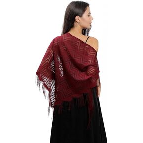 Sanmoury Women's Triangle Lace Shawls Wraps For Bride Wedding Floral Lightweight Fringe Scarf For Evening Party Dress