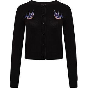 سترة Ro Rox Swallows محبوكة ومطرزة على شكل طائر عتيق من Rockabilly