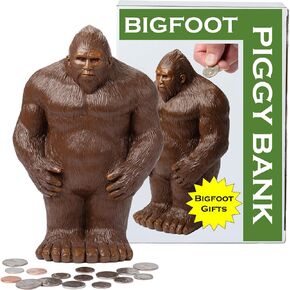 Bigfoot Piggy Bank for Kids – Sasquatch Coin Bank for Adults – Bigfoot Gifts and Merchandise for Men and Women – Unique Bigfoot Decor for Boys and Girls – Bigfoot Statue Money Bank (Brown)