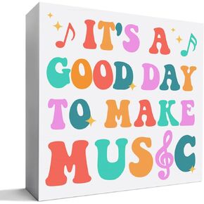 Music Lover Gifts for Women Men, Music Lover Musician Christmas Birthday Piano Teachers Teacher's Day Gift, It's a Good Day to Make Music, Wooden Box Sign Desk Decor