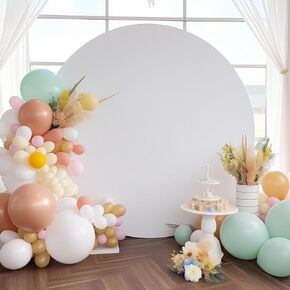 7.2FT Baby Blue Round Backdrop Cover for 5 to 7.2ft Circle Arch Stand - Adjustable Wrinkle Free Circle Backdrop Cover for Birthday, Wedding, Baby Shower Photography Party Background Decor