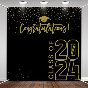 Class of 2025 Graduations Backdrop Congrats Grad Party Photo Background, 6 * 6ft Large Booth Props Congratulations Banner for 2025 Graduation Party Decorations Supplies (White Gold) in Kuwait