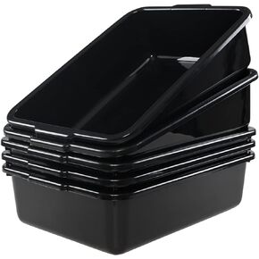 5 Packs 8 L Commercial Bus Box /Tote Box, Plastic Wash Basin Utility Box, Black