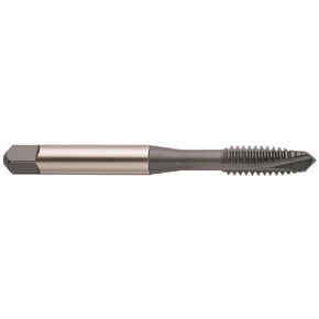 YG-1 J2 Series Vanadium Alloy HSS Spiral Pointed Tap, Hardslick Coated, Round Shank with Square End, Plug Chamfer, 3/8"-16 Thread Size, H5 Tolerance