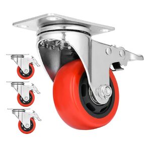 Mofeetools 3 inch Heavy Duty Casters Load 1200lbs, Lockable Bearing Plate Caster Wheels with Brakes, 360-degree Swivel Casters for Furniture and Workbench Cart, Set of 4(Free Bolts and Nuts)