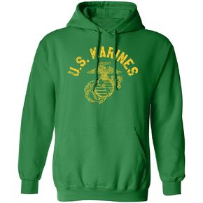 zerogravitee U.S. Marines Vintage Arch Gold Ink Adult Hooded Sweatshirt