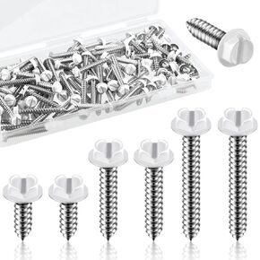 120 Pcs #8 White Gutter Screws White Sheet Metal Screws White Hex Washer Head Screws White Self Tapping Screws White Zip Wood Screws for Gutter and Downspout (1/2 Inch, 1 Inch, 1-1/4 Inch)