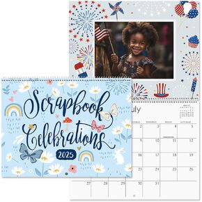 Blank Scrapbook Wall Calendar, Undated, 12-Inch x 9-Inch Size Closed, 18-Inch Size Open, Large Bookstore-Quality, DIY Spiral-Bound Hanging Monthly Calendar for Kitchen & Office, by Current