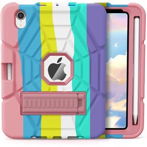 Grifobes Case for iPad Mini 6, for iPad Mini 6th Generation, Heavy Duty Shockproof Rugged Cover with Pencil Holder Stand, Protective Mini 6th Gen 8.3 inch 2021 Case for Kids Boys (Red+Blue)