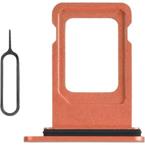 Risidamoy for iPhone XR Coral SIM Card Slot Replacement Single SIM Version Card Tray Holder Adapter with Waterproof Rubber Ring Repair Fix Kit Card Removal Tool for A1984 A2105 A2106 A2107 A2108