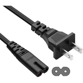 SatelliteSale 18AWG 2-Prong to Square/Round Connector AC Universal Replacement Power Cable Universal Wire PVC Black Cord 6 feet
