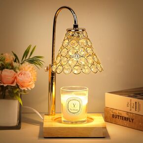FADACHY Candle Warmer - Candle Warmer Lamp Adjustable Height Candle Wax Warmer with Timer & 2 Bulbs/Modern Candle Lamp with Crystal Glass/Decor Lamp for Bedroom Home Farmhouse