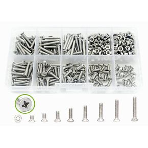 Elantek 750Pcs Metric M1 M1.2 M1.4 M1.6 M1.7 304-Stainless Steel Phillips Flat Head Small Machine Screws Assortment Kit