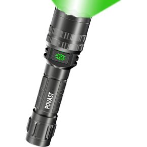 POVAST PVL2-2 Zoomable Green Light Rechargeable Led Flashlight with Scope Mount, 1200 lumens Outdoor Bright Torch Light with Battery for Hunting