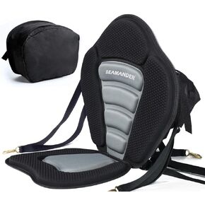Seamander Kayak seat Canoe Seat with Detachable Back Storage Bag for Universal Sit (Black/Grey)