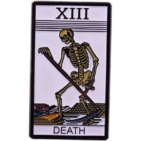 Death Scythe Tarot Card Fortune Telling XIII 13 Grim Reaper Skeleton 1.2" Enamel Pin Badge