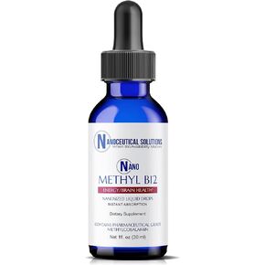 NANO METHYL B-12, 1000MCG Methylcobalamin, nanosized liquid drops for INSTANT ABSORPTION, East to Use. Delicious Berry Flavor.