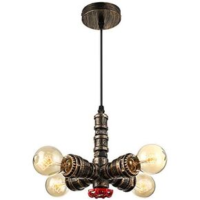 NIUYAO Industrial Vintage Style Wrought Iron Metal Flush Mount Ceiling Light Lamp with 6 Lights, Antique Copper Finished 422623