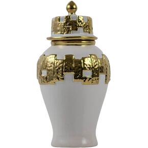 Modern Ginger Jars, vases with lids, Storage Jars for Home Decor, Gilded Decorative Ginger Jars (White, Lager)