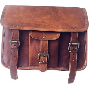 Genuine Goat Leather Messenger Satchel Motorcycle Tool Bag Brown Handlebar Sissy bar Travel bag Saddlebags Panniers
