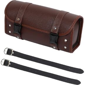 X AUTOHAUX Motorcycle Tool Bag Handlebar Bags Cycling Luggage Bag Waterproof PU Leather Square Brown 11.81" x5.12''