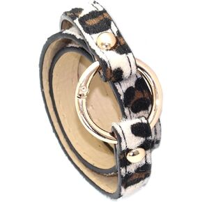 Punk Rock Alloy Hollow Circle Leopard Pattern Multi Layer Pu Leather Cuff Bracelet