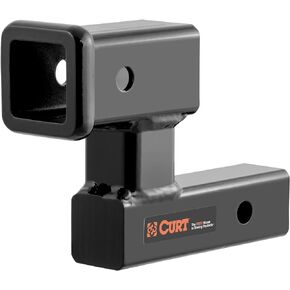 CURT 45794 Raised Trailer Hitch Extender, Fits 2-Inch Receiver, Extends 5-1/4", 4-1/4-In Rise, Gloss Black Powder Coat