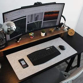 DAWNTREES Felt Desk Pad,Large Keyboard Mat,Office Wool Desk Mat,Keyboard Pad, Extra Large Felt Mouse Pad, Suitable for Computers,Keyboard, Laptops, Offices and Homes. (Light Gray)