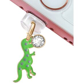 EIISE & FONDA CP65 USB Charging Port Anti Dust Plug Green Dinosaur Pendant Phone Charm for iPhone 11/ XS MAX/XR/X/8 Plus/7/6S/6/SE iPad iPod in Kuwait