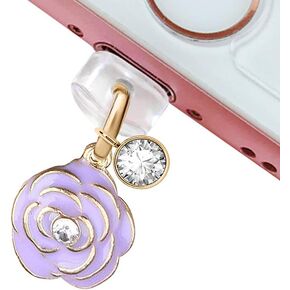 EIISE & FONDA CP34 USB Charging Port Anti Dust Plug Little Purple Rose Flower Pendant Phone Charm for iPhone 11/ XS MAX/XR/X/8 Plus/7/6S/6/SE iPad iPod