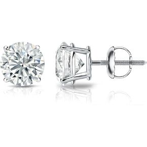 18k Gold Round Diamond Stud Earrings (1/4 to 2cttw, H-I, I1-I2) 4-Prong Basket set with Screw-backs Diamond Wish