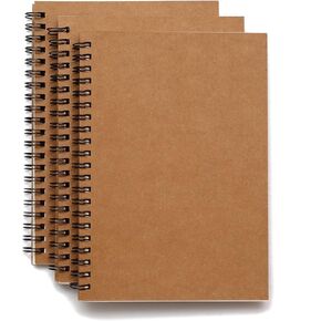 Soft Cover Spiral Sketchpad Notebooks - Pack of Three - 8.25 inches by 5.5 inches - 100 Pages, 50 Sheets - Perfect for Travel
