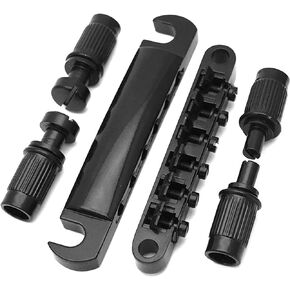 Guitar Roller Saddle Bridge and Tailpiece Combo - Tune-O-Matic Bridges Replacement for LP SG EPI 6 String Electric Guitar Black.