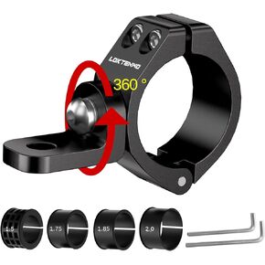 Aluminum UTV Whip Light Mount Clamp Solid Heavy LED Light Bar Mounting Bracket 360° Rotation Adjustable Whip Flag Mounts Fit on 1.5"/1.75"/1.85"/2"/2.1" Roll Cage