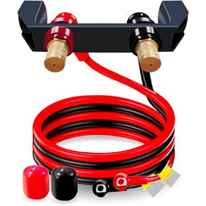 Battery Jump Post Kit, Waterproof Remote Battery Jumper Terminals W/Cable & Mounting Bracket, Heavy Duty Battery Charging Posts for UTV ATV Truck Trailer, Fit for Can Am X3 Polaris RZR 2 or 4 Seats