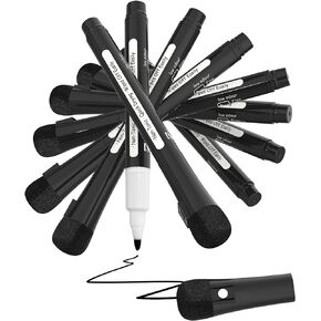 TOWON Black Dry Erase Marker with Eraser, 8 Count Thin Point Dry Erase Markers, Whiteboard Markers Bulk, Magnetic Markers, Slim/Skinny Markers Dry Erase, White Board Markers Dry Erase Pen