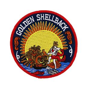 Halloween Costume Golden Shellback Embroidered Iron On Patch Navy Badge