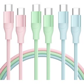 MenoSupp USB C Cable, 3 Pack 6FT USB C Charger Cable 60W Fast Charging Type C Charger Cable Compatible with iPhone 15/15 Pro/15 Pro Max/15 Plus, iPad Mini/Pro/Air, MacBook Air, Pixel and More in Kuwait