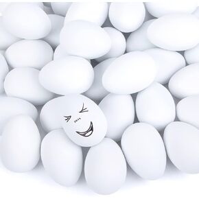 SallyFashion 90PCS White Plastic Eggs, Paintable Easter Eggs White Fake Eggs for Painting Easter Decorations Basket Stuffers Hen Lays Eggs Pretend Play
