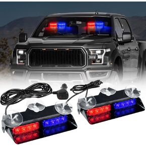 ASPL 2x7.2 Inch Dash Emergency Strobe Lights 16LED Hazard Flashing Warning Traffic Advisor Lights Interior Front/Rear Windshield Safety Deck Split Light Bar For Trucks Vehicles Cars(Amber/White)