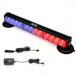 14" Emergency Strobe Lights Bar Built-in Battery Powered Rechargeable, 12LED 26Flash Patterns Hazard Traffic Advisor Interior Safety Warning Lights w/Magnetic Base for Snow Plow/Truck/Trailer/Vehicle
