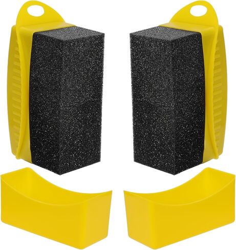 NQEUEPN 2pcs Tire Shine Applicator, Reusable Tire Dressing Applicator Pad with Ergonomic Rectangular Box Auto Detailing Wheel Cleaner Tire Sponge Brush for Car Cleaning Supplies(Grey) in Saudi Arabia