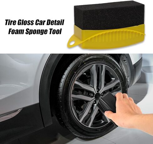 NQEUEPN 2pcs Tire Shine Applicator, Reusable Tire Dressing Applicator Pad with Ergonomic Rectangular Box Auto Detailing Wheel Cleaner Tire Sponge Brush for Car Cleaning Supplies(Grey) in Saudi Arabia