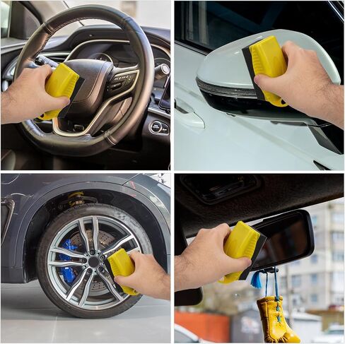 NQEUEPN 2pcs Tire Shine Applicator, Reusable Tire Dressing Applicator Pad with Ergonomic Rectangular Box Auto Detailing Wheel Cleaner Tire Sponge Brush for Car Cleaning Supplies(Grey) in Saudi Arabia