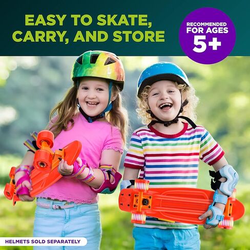 لوح تزلج صغير قياسي - لوح تزلج مزدوج كامل بطول 6 بوصات من البولي بروبيلين مع شاحنة من سبائك الألومنيوم مقاس 3.25 بوصة، وعجلات من البولي يوريثان مع إضاءة LED - للأطفال والمراهقين والبالغين (أحمر) in Kuwait